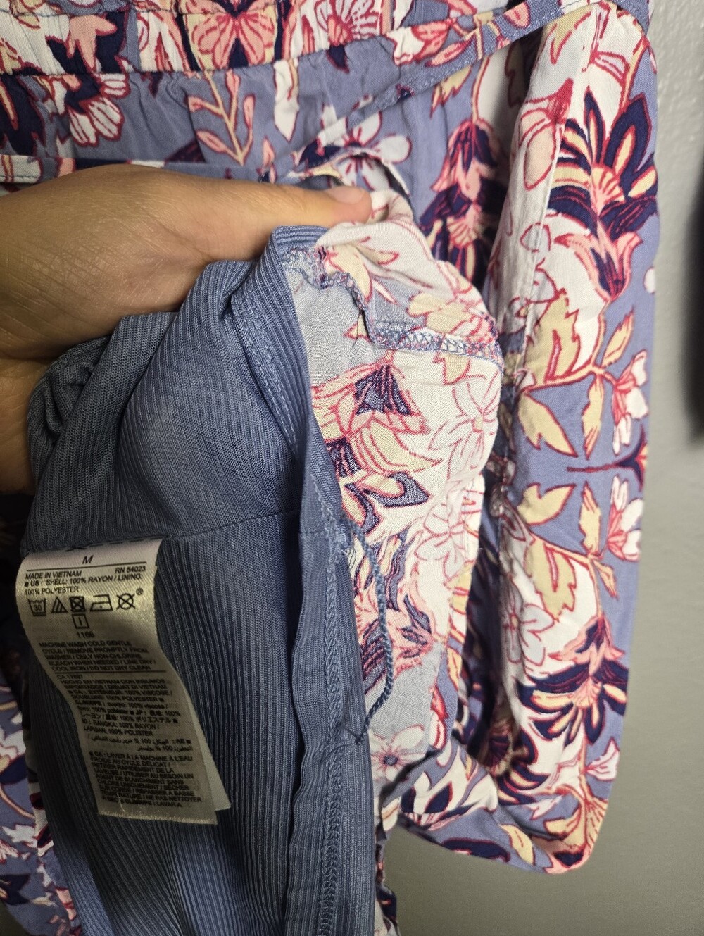 Old Navy Tassel Tied Blue Floral Boho Dress Size Medium - Picture 10 of 15